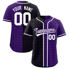 Black Purple Plaid Split Authentic Baseball Jersey
