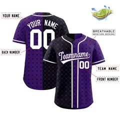 Black Purple Plaid Split Authentic Baseball Jersey 2