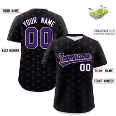 Black Purple Polka Dot Graffiti Authentic Baseball Jersey 2