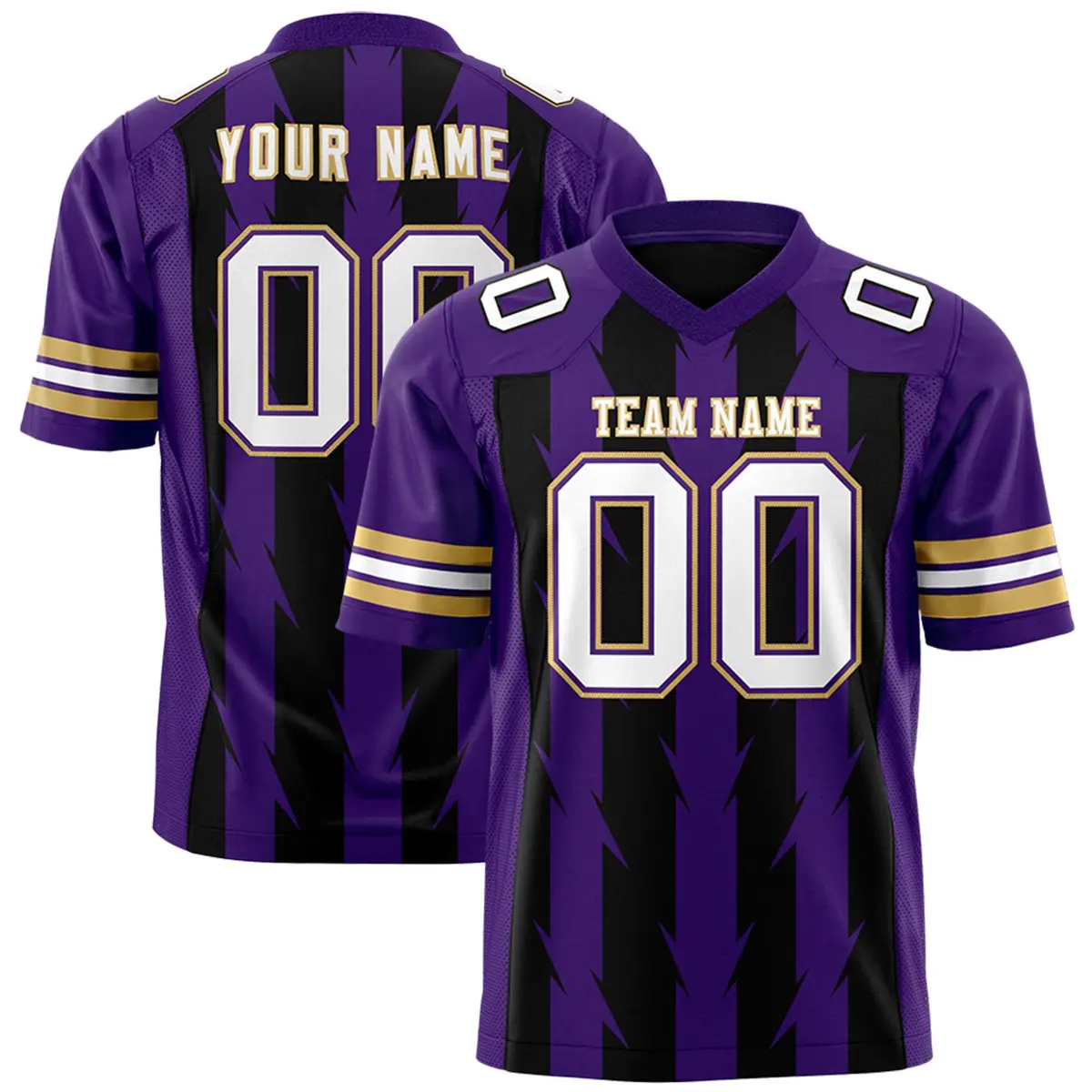 Black Purple Razr Stripe Graffiti Pattern Flag Football Jersey