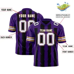 Black Purple Razr Stripe Graffiti Pattern Flag Football Jersey 2