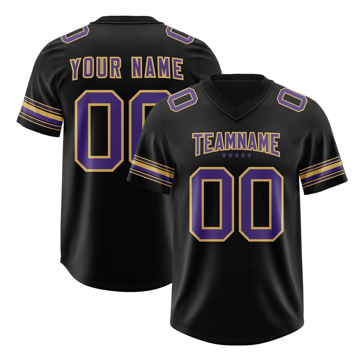 Black Purple Retro Sleeve Line Authentic Football Jersey