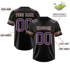 Black Purple Retro Sleeve Line Authentic Football Jersey 2