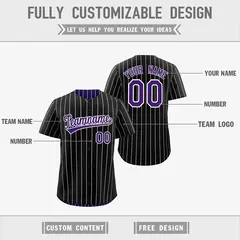 Black Purple Reversible Stripe Baseball Jersey 3