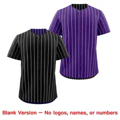 Black Purple Reversible Stripe Baseball Jersey 8
