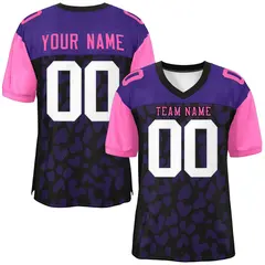 Black Purple-Rose Red Raglan Sleeves Camo Football Jersey