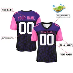 Black Purple-Rose Red Raglan Sleeves Camo Football Jersey 2