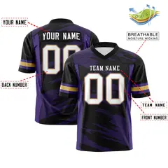 Black Purple Scratch Pattern Authentic Football Jersey 2