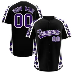 Black Purple Side Camo Baseball Jersey 1