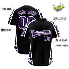 Black Purple Side Camo Baseball Jersey 2