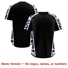 Black Purple Side Camo Baseball Jersey 7