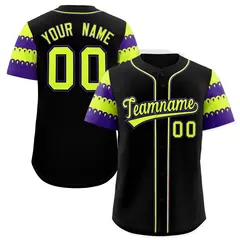 Black Purple Sleeve Flag Lace Baseball Jersey 1