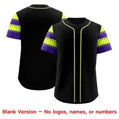 Black Purple Sleeve Flag Lace Baseball Jersey 7