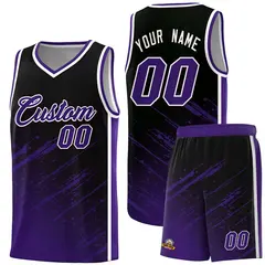 Black Purple Splash Basketball Uniforms for Matches 1