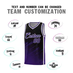 Black Purple Splash Basketball Uniforms for Matches 4