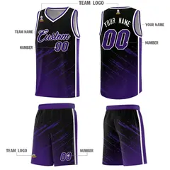 Black Purple Splash Basketball Uniforms for Matches 5