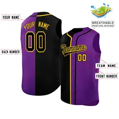 Black Purple Split-Design Sleeveless Baseball Jersey 2