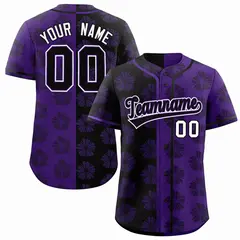 Black Purple Split Flower Graffiti Authentic Baseball Jersey 1