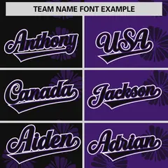 Black Purple Split Flower Graffiti Authentic Baseball Jersey 3
