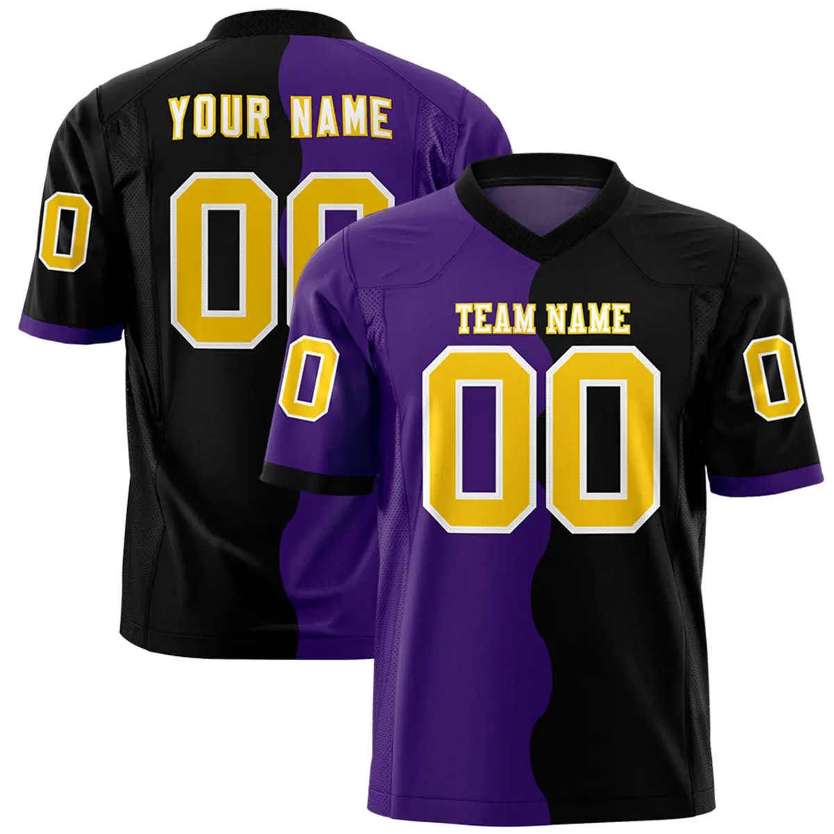 Black Purple Split Mesh Authentic Fashion Football Jersey
