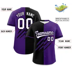 Black Purple Split Tiger Claw Scratch Baseball Jersey 2