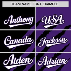 Black Purple Split Tiger Claw Scratch Baseball Jersey 3