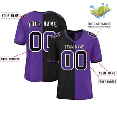 Black Purple Split Two Tone Authentic Football Jersey 2