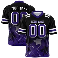 Black Purple Star Gradient Flag Football Jersey
