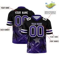 Black Purple Star Gradient Flag Football Jersey 2