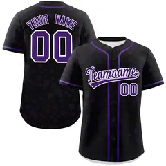 Black Purple Star Graffiti Pattern Authentic Baseball Jersey 1