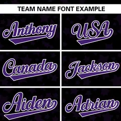 Black Purple Star Graffiti Pattern Authentic Baseball Jersey 3