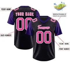 Black Purple Star Pattern Raglan Football Jersey 2