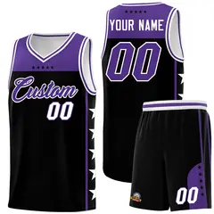 Black Purple Star Pattern Sports Uniform Basketball Jersey