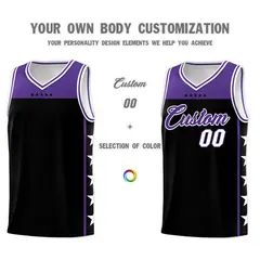 Black Purple Star Pattern Sports Uniform Basketball Jersey 3