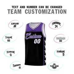 Black Purple Star Pattern Sports Uniform Basketball Jersey 4