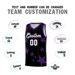 Black Purple Star Print Graffiti Basketball Jersey Sets 4