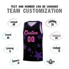 Black Purple Star Print Graffiti Basketball Jersey Sets 4