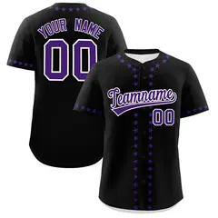 Black Purple Star Ribbing Authentic Baseball Jersey 1