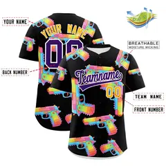 Black Purple Sugar-Coated Firepower Graffiti Baseball Jersey 2