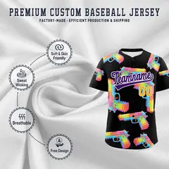 Black Purple Sugar-Coated Firepower Graffiti Baseball Jersey 3