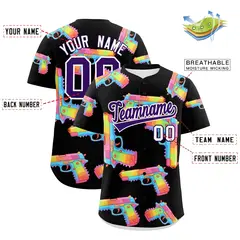 Black Purple Sugar-Coated Firepower Graffiti Baseball Jersey 2