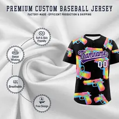 Black Purple Sugar-Coated Firepower Graffiti Baseball Jersey 3