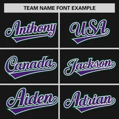 Black Purple-Teal Raglan Sleeves Authentic Baseball Jersey 3