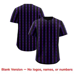 Black Purple Thick Striped Star Pattern Baseball Jersey 7