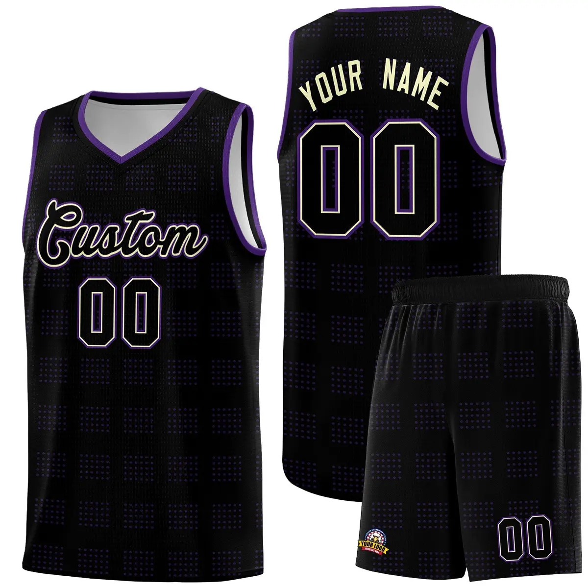 Black Purple Trailblazer Dot Pattern Basketball Jersey