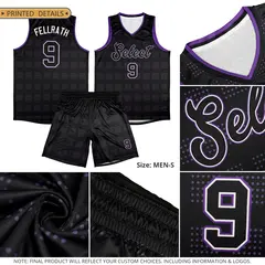 Black Purple Trailblazer Dot Pattern Basketball Jersey 2