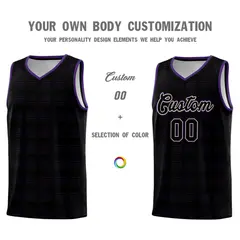 Black Purple Trailblazer Dot Pattern Basketball Jersey 4