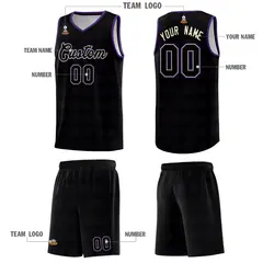 Black Purple Trailblazer Dot Pattern Basketball Jersey 6
