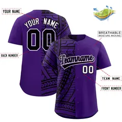 Black Purple Tribal Split Baseball Jersey 2
