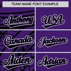Black Purple Tribal Split Baseball Jersey 3